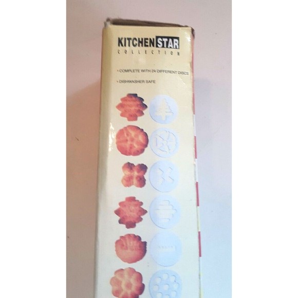 Kitchen Star Collections Cookie Maker 24 Assorted Discs 6 Tips Holidays Parties - Picture 2 of 4